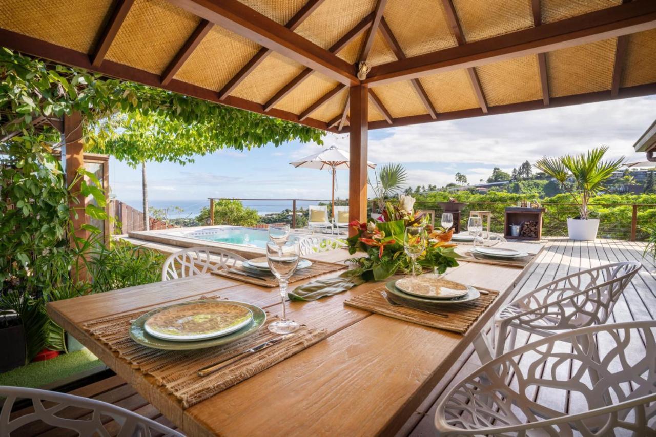 Villa Manuiti, Balinese Luxury Home - Private Swim Spa, Ocean View - Ofyr Bbq - Koi Pond Punaauia (Tahiti) Exterior foto