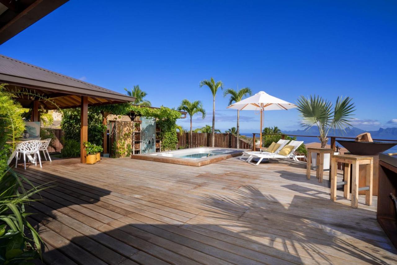 Villa Manuiti, Balinese Luxury Home - Private Swim Spa, Ocean View - Ofyr Bbq - Koi Pond Punaauia (Tahiti) Exterior foto